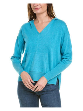 CAbi Turquoise Blue Hop To Hoodie Sweater Size L EUC